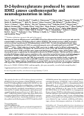 Cover page: D-2-hydroxyglutarate produced by mutant IDH2 causes cardiomyopathy and neurodegeneration in mice.