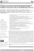 Cover page: Validation of an Index for Functionally Important Respiratory Symptoms among Adults in the Nationally Representative Population Assessment of Tobacco and Health Study, 2014–2016