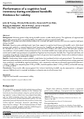 Cover page: Performance of a cognitive load inventory during simulated handoffs: Evidence for validity