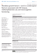 Cover page: Fibroblast growth factors 1 and 2 in cerebrospinal fluid are associated with HIV disease, methamphetamine use, and neurocognitive functioning