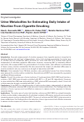 Cover page: Urine Metabolites for Estimating Daily Intake of Nicotine From Cigarette Smoking