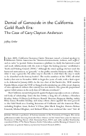 Cover page: Denial of Genocide in the California Gold Rush Era: The Case of Gary Clayton Anderson