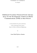 Cover page: Multiband Circularly Polarized Patch Antenna Array for the Development of Direct-to-Earth Communications (DTE) in Mars Rovers