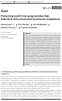 Cover page: Protecting youth from gang membership: Individual and school‐level emotional competence