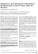 Cover page: Mifepristone and Misoprostol Administered Simultaneously Versus 24 Hours Apart for Abortion