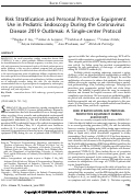 Cover page: Risk Stratification and Personal Protective Equipment Use in Pediatric Endoscopy During the Coronavirus Disease 2019 Outbreak: A Single-center Protocol.