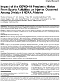 Cover page: Impact of the COVID-19 Pandemic Hiatus From Sports Activities on Injuries Observed Among Division I NCAA Athletes