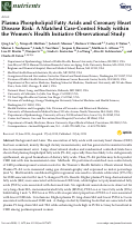 Cover page: Plasma Phospholipid Fatty Acids and Coronary Heart Disease Risk: A Matched Case-Control Study within the Women’s Health Initiative Observational Study