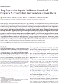 Cover page: Sleep Deprivation Impairs the Human Central and Peripheral Nervous System Discrimination of Social Threat