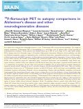 Cover page: 18F-flortaucipir PET to autopsy comparisons in Alzheimer’s disease and other neurodegenerative diseases