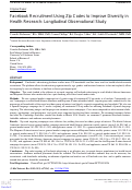 Cover page: Facebook Recruitment Using Zip Codes to Improve Diversity in Health Research: Longitudinal Observational Study