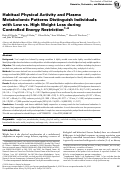 Cover page: Habitual Physical Activity and Plasma Metabolomic Patterns Distinguish Individuals with Low vs. High Weight Loss during Controlled Energy Restriction 1–4