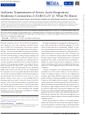 Cover page: Airborne Transmission of SARS-CoV-2: What We Know