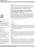 Cover page: Signatures of selection and drivers for novel mutation on transmission-blocking vaccine candidate Pfs25 gene in western Kenya