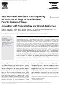 Cover page: Amplicon-Based Next-Generation Sequencing for Detection of Fungi in Formalin-Fixed, Paraffin-Embedded Tissues: Correlation with Histopathology and Clinical Applications.