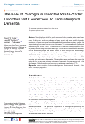 Cover page: The Role of Microglia in Inherited White-Matter Disorders and Connections to Frontotemporal Dementia