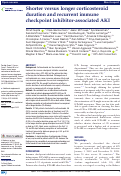 Cover page: Shorter versus longer corticosteroid duration and recurrent immune checkpoint inhibitor-associated AKI.