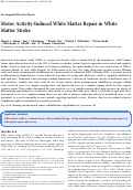 Cover page: Motor Activity-Induced White Matter Repair in White Matter Stroke.
