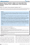 Cover page: Good Clinical Teachers Likely to be Specialist Role Models: Results from a Multicenter Cross-Sectional Survey