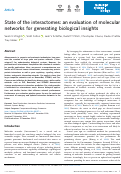 Cover page: State of the interactomes: an evaluation of molecular networks for generating biological insights