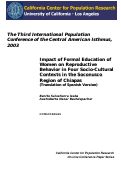 Cover page: Impact of Formal Education of Women on Reproductive Behavior in Four Socio-Cultural Contexts in the Soconusco Region of Chiapas (Translation of Spanish Version)