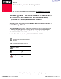 Cover page: Better cognitive control of emotional information is associated with reduced pro-inflammatory cytokine reactivity to emotional stress