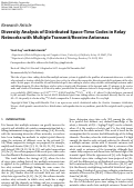 Cover page: Diversity Analysis of Distributed Space-Time Codes in Relay Networks with Multiple Transmit/Receive Antennas