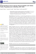 Cover page: Head and Neck Cancer among American Indian and Alaska Native Populations in California, 2009-2018.