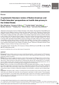 Cover page: A systematic literature review of Native American and Pacific Islanders’ perspectives on health data privacy in the United States