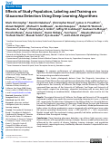 Cover page: Effects of Study Population, Labeling and Training on Glaucoma Detection Using Deep Learning Algorithms