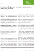 Cover page: Peroxisome biogenesis, membrane contact sites, and quality control.