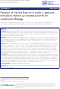 Cover page: Patterns of thyroid hormone levels in pediatric medullary thyroid carcinoma patients on vandetanib therapy.