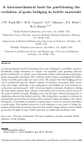 Cover page: A micromechanical basis for partitioning the evolution of grain bridging in brittle 
materials