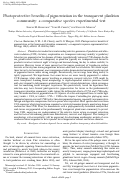 Cover page: Photoprotective benefits of pigmentation in the transparent plankton community: a comparative species experimental test