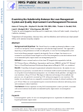 Cover page: Examining the Relationship Between the Lean Management System and Quality Improvement Care Management Processes.