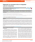 Cover page: Materials for emergent silicon-integrated optical computing