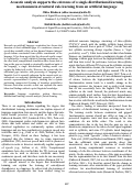 Cover page: Acoustic analysis supports the existence of a single distributional learning mechanism in structural rule learning from an artificial language