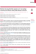 Cover page: Machine learning identifies signatures of macrophage reactivity and tolerance that predict disease outcomes