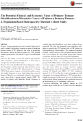 Cover page: The Potential Clinical and Economic Value of Primary Tumour Identification in Metastatic Cancer of Unknown Primary Tumour: A Population-Based Retrospective Matched Cohort Study