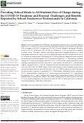 Cover page: Providing School Meals to All Students Free of Charge during the COVID-19 Pandemic and Beyond: Challenges and Benefits Reported by School Foodservice Professionals in California.