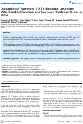 Cover page: Disruption of Astrocyte STAT3 Signaling Decreases Mitochondrial Function and Increases Oxidative Stress In Vitro