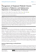 Cover page: Management of Displaced Midshaft Clavicle Fractures in Pediatrics and Adolescents: Operative vs Nonoperative Treatment