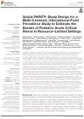 Cover page: Global PARITY: Study Design for a Multi-Centered, International Point Prevalence Study to Estimate the Burden of Pediatric Acute Critical Illness in Resource-Limited Settings