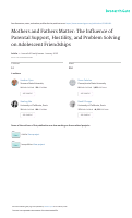 Cover page: Mothers and Fathers Matter: The Influence of Parental Support, Hostility, and Problem Solving on Adolescent Friendships