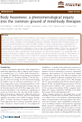 Cover page: Body Awareness: a phenomenological inquiry into the common ground of mind-body therapies