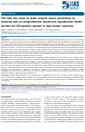 Cover page: The time has come to make cervical cancer prevention an essential part of comprehensive sexual and reproductive health services for HIV‐positive women in low‐income countries