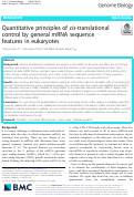 Cover page: Quantitation of cis-translational control by general mRNA sequence features in five eukaryotes