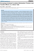 Cover page: Processing Irrelevant Location Information: Practice and Transfer Effects in a Simon Task