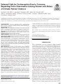 Cover page: Delayed Visits for Contraception Due to Concerns Regarding Pelvic Examination Among Women with History of Intimate Partner Violence.