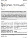 Cover page: Measurable residual disease (MRD) dynamics in multiple myeloma and the influence of clonal diversity analyzed by artificial intelligence.